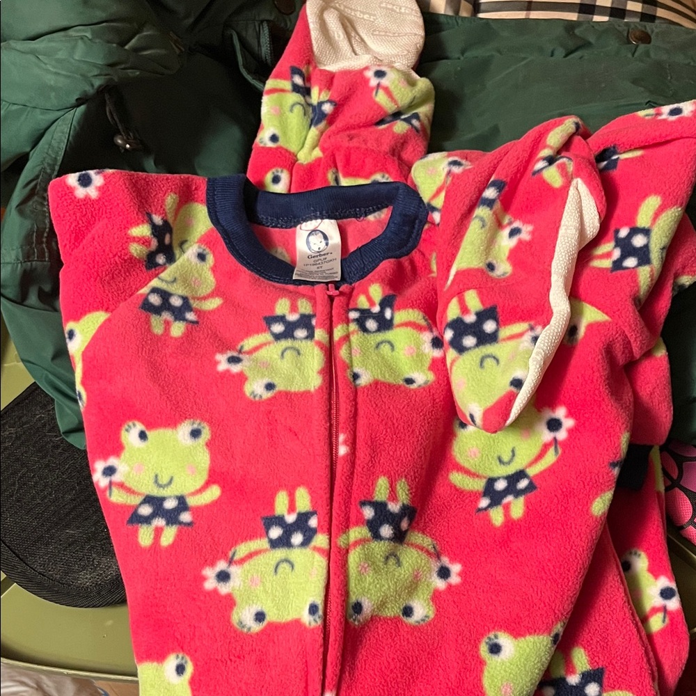 Gerber Kids Pajamas Sleep Sack - Red with Green Frog Pattern